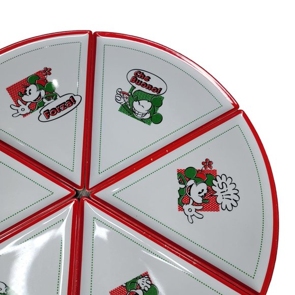 Disney Vintage minnie and mickey mouse Italian word pizza plates full set of 6 - Picture 5 of 10